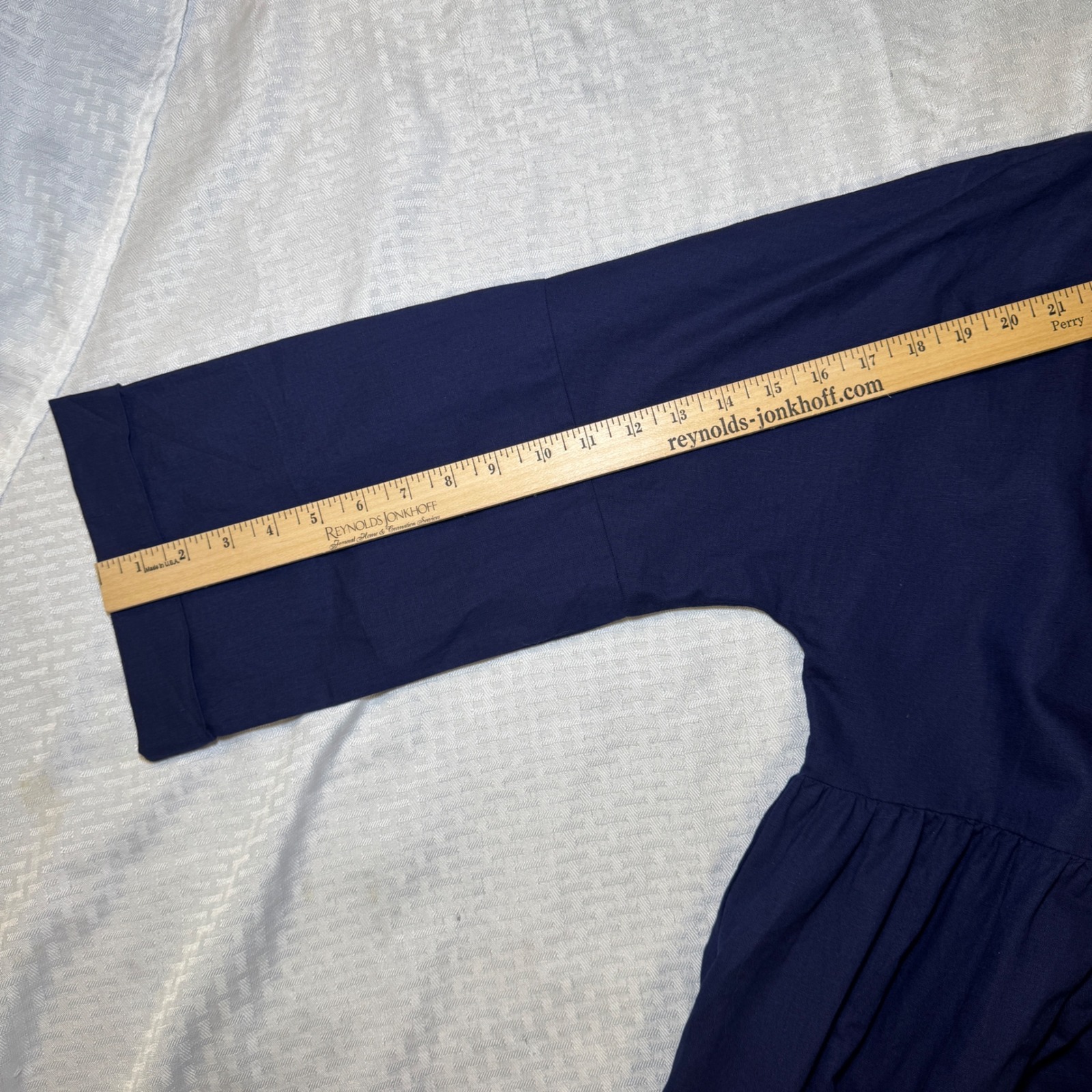 Grae Cove Navy Blue Linen Cotton Empire Waist Midi Dress Womens Xl Nwt — image 6 of 8